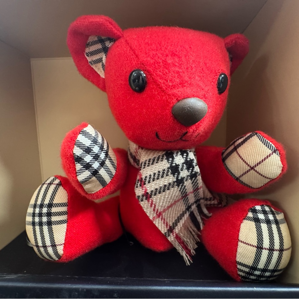 Burberry Red Thomas Teddy Bear with Plaid Accents NIB - Picture 3 of 7